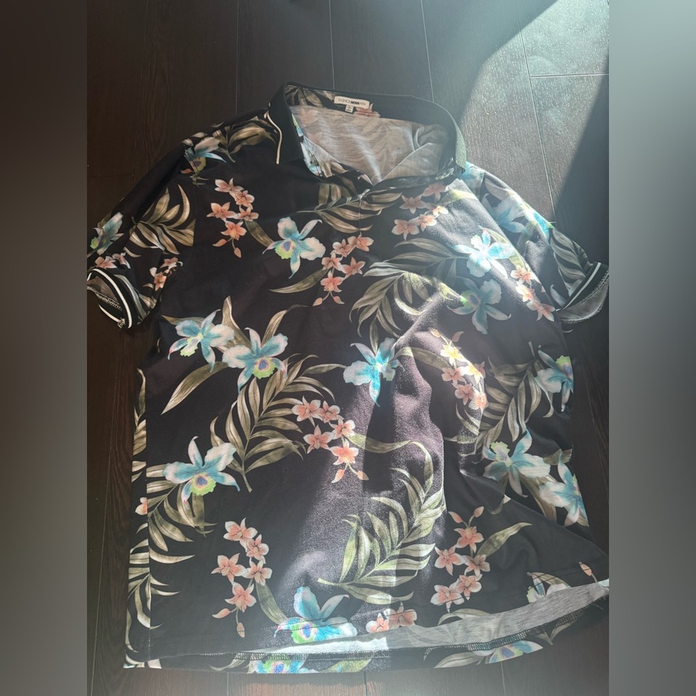 Fashion Nova Black Floral Casual Shirt